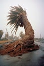 wind-blown palm trees bending during hurricane Royalty Free Stock Photo