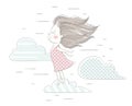 Wind blows hair of cute girl Royalty Free Stock Photo