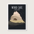 Wind Cave National Park poster illustration, inner cave bison scenery poster