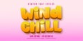 Wind chill text, cartoon style editable text effect