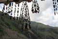 Wind chimes hanging in a shop in the Andes. Ollantaytambo, Peru