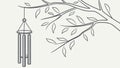 Wind Chimes Hanging from a Tree Branch Vector, vector design Generative AI Royalty Free Stock Photo