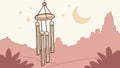 Wind Chimes Under a Serene Moonlit Night Sky, vector design Generative AI Royalty Free Stock Photo