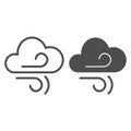 Wind and cloud line and glyph icon. Air blowing vector illustration isolated on white. Windy climate outline style Royalty Free Stock Photo