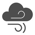 Wind and cloud solid icon. Air blowing vector illustration isolated on white. Windy climate glyph style design, designed Royalty Free Stock Photo