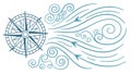 Wind Compass Rose with Swirling Air Currents, Navigation, vector design Generative AI Royalty Free Stock Photo