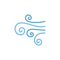 Wind concept hand drawn vector thin line blue icon