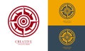 wind direction or compass in circle taget logo icon