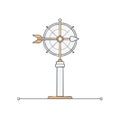 Wind direction indicator on a post showing wind direction for weather forecasts with arrow and compass Royalty Free Stock Photo