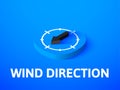 Wind direction isometric icon, isolated on color background