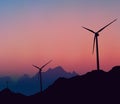 The Wind Driven Power Generators Under The Sunset Royalty Free Stock Photo