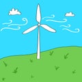 Wind energy concept cartoon illustration Royalty Free Stock Photo