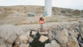 Wind energy engineer testing the function of windmill through his tablet