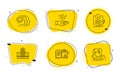 Employees teamwork, Hospital building and Rfp icons set. Vector