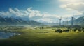 Wind energy farm. Wind energy concept. Royalty Free Stock Photo