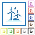 Wind energy flat framed icons