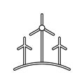 Wind energy icon vector set. Windmill illustration sign collection. Wind power plant symbol. Alternative energy logo. Royalty Free Stock Photo