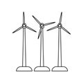 Wind energy icon vector set. Windmill illustration sign collection. Wind power plant symbol. Alternative energy logo. Royalty Free Stock Photo
