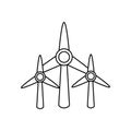 Wind energy icon vector set. Windmill illustration sign collection. Wind power plant symbol. Alternative energy logo. Royalty Free Stock Photo