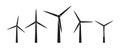 Wind energy. Wind energy icon. Windmill with turbine. Silhouette of farm mill. Alternative eco electric power. Logo isolated on Royalty Free Stock Photo