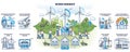 Wind energy infrastructure and electricity production outline collection set