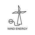 wind energy outline icon. Element of enviroment protection icon with name for mobile concept and web apps. Thin line wind energy Royalty Free Stock Photo