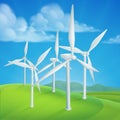 Wind Energy Power Turbines Generating Electricity