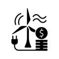 Wind energy price black glyph icon Royalty Free Stock Photo