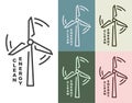 Wind energy. Symbols of clean, renewable and alternative energy. Set of energy logos