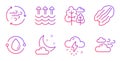 Wind energy, Thunderstorm weather and Evaporation icons set. Cold-pressed oil, Tree and Pecan nut signs. Vector