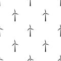 Wind energy turbine icon in black style isolated on white background. Bio and ecology symbol stock vector illustration. Royalty Free Stock Photo