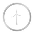 Wind energy turbine icon in outline style isolated on white background. Bio and ecology symbol stock vector illustration Royalty Free Stock Photo