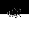 Wind energy versus fossil fuel energy concept vector illustration. Wind farm and oil pumps. Royalty Free Stock Photo