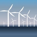 Wind energy .Windsmill in the water and the space for the text.Vector