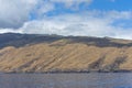 Wind farm along mountain ridge of west maui