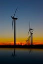 Wind farm at dusk Royalty Free Stock Photo