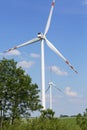 Wind farm, ecological windmills producing electricity without burning fuel