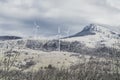 Wind farm with energy converters in a mountainous area