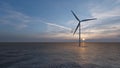 Wind farm generator on sea Renewable alternative green industrial power new technology 3d