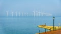 Wind Farm in the inland sea named IJselmeer Royalty Free Stock Photo