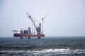 Wind turbines installation. Aberdeen, Scotland, UK. Royalty Free Stock Photo