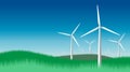 Wind farm park power plant turbines illustration sky grass copy space