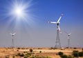 Wind farm - turning windmills in India Royalty Free Stock Photo