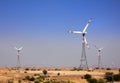 Wind farm - turning windmills in India Royalty Free Stock Photo