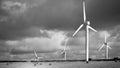 Windfarms in fields in England Royalty Free Stock Photo