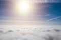 Wind farms sticking out above the clouds Royalty Free Stock Photo