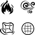 Wind, fire, earth and water. Four symbols for design