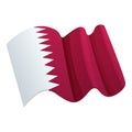 Wind flag Qatar icon cartoon vector. Sport arena