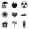 Wind force icons set, simple style