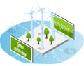 Wind generator eco-friendly alternative energy. Electricity production using green technology Royalty Free Stock Photo